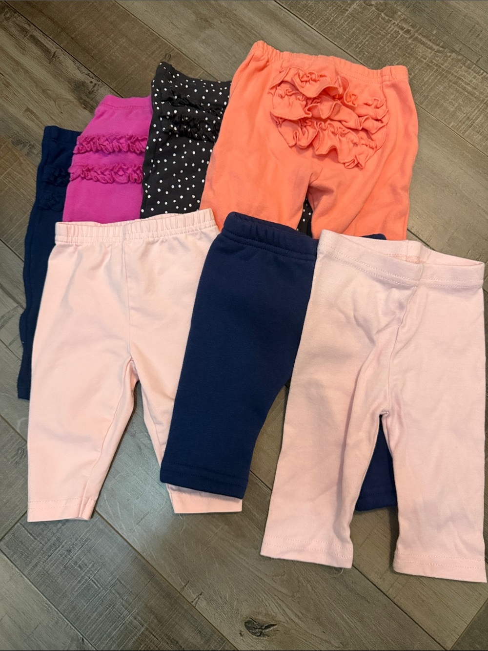 Carter's Baby Girl Leggings Set - Pink, Navy, Coral & Black Polka Dot